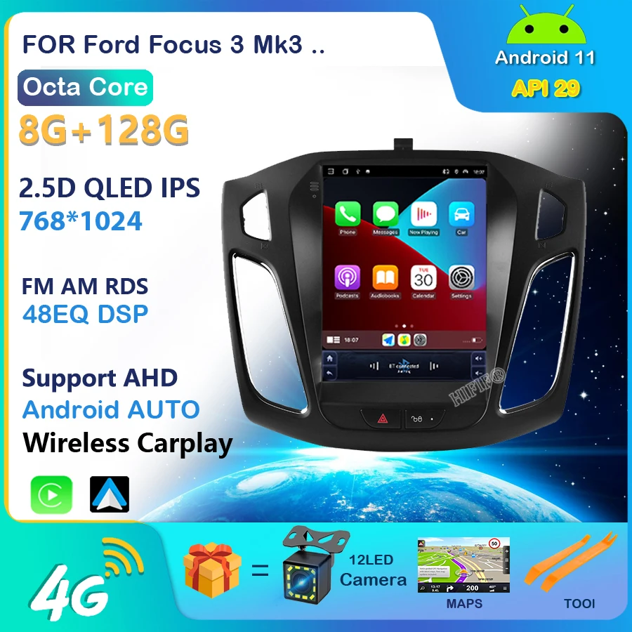 Автомобильная Мультимедийная система проигрыватель на android 11 с GPS видеоплеером