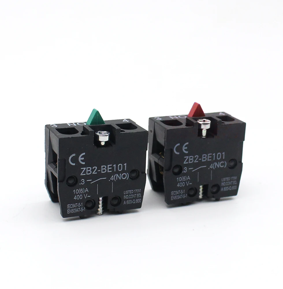 

Аксессуар серии XB2, 10 А, серебристый/латунный Контактный блок, кнопочный переключатель ZB2BE102 (NC) ZB2-BE101 (NO)