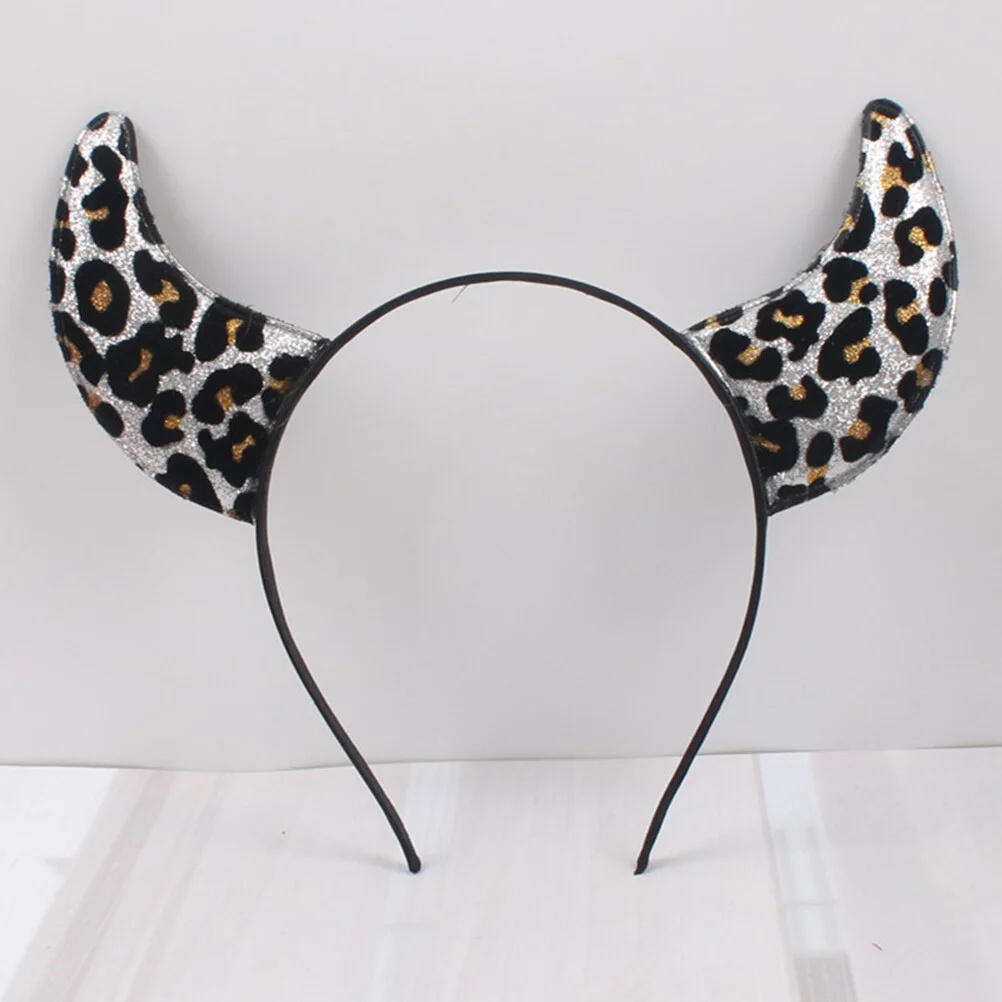 

2pcs Ox Horn Hair Bands Party Decorative Headbands Festival Leopard Headbands for Adults