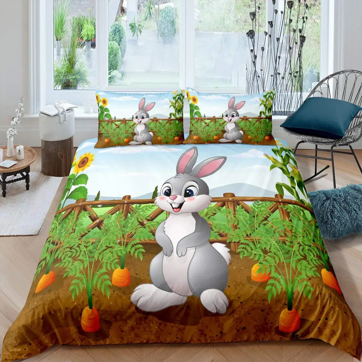 

Детский комплект постельного белья с рисунком кролика моркови короля королевы