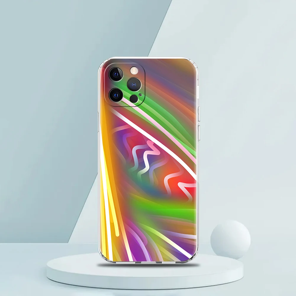 Retro Rainbow Stripe Art Transparent Silicone Phone Case For iPhone 14 13 12 11 Pro Max 8 7 Plus X XS Max XR SE 2020 Coque Shell