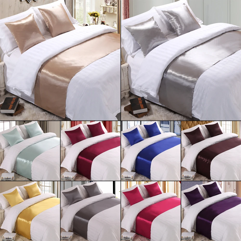 

Silk and Satin Blanket Bedspread Silk Fabrics Bed Runner Bedding Bed Cover Towel Home Hotel Decorations