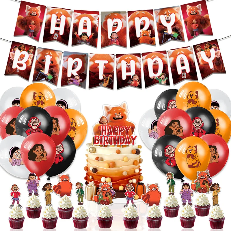 

36 шт./компл. Поворотная красная тематическая вечеринка на день рождения флаг воздушный шар открытка украшения для вечеринки диснеевский ко...