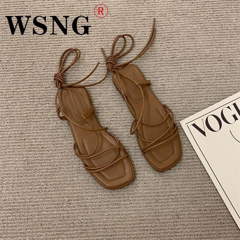 

Summer Fashion Simple Ladies Sandals 2022 Sexy Lace Up Flat Sandals Ladies Casual Summer Lace Up Sandals