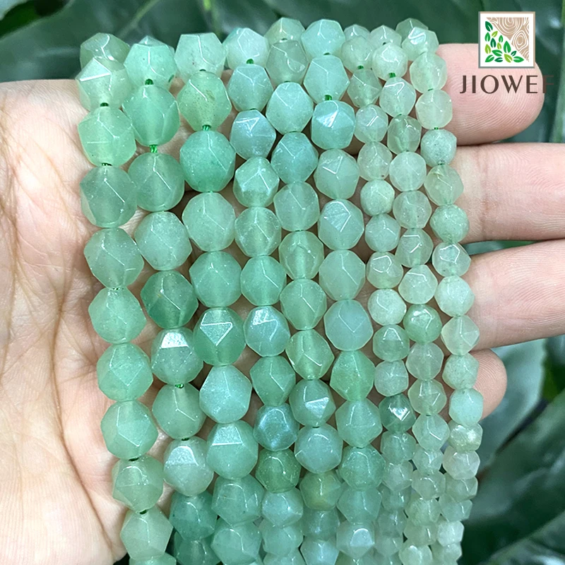 

Natural Faceted Green Aventurine Loose Beads DIY Fashion Bracelets Necklaces Ear Studs 6/8/10mm 14" Strand for Jewelry Making