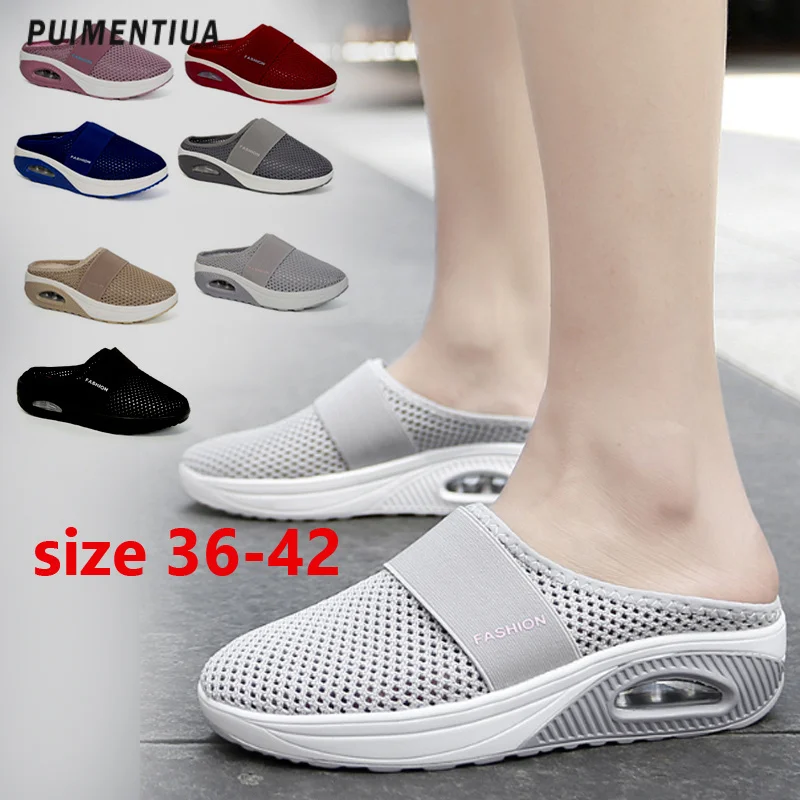 

Сандалии женские на воздушной подушке, прогулочная обувь, ортопедические, сетчатые легкие тапочки, танкетка, женские кроссовки