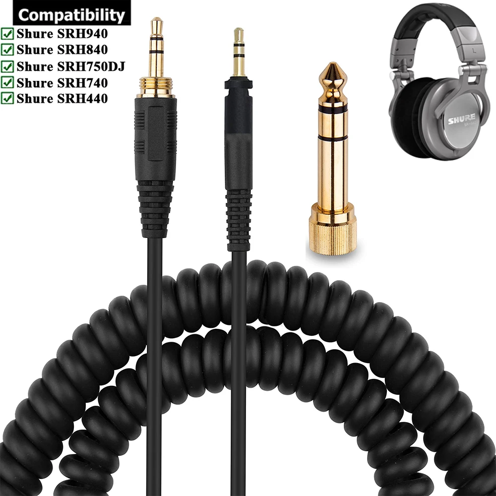 Сменный кабель Aux 6,35 мм для наушников Shure SRH940 SRH840 SRH750DJ SRH740 SRH440 Сменный кабель Aux 6,35 мм для наушников Shure SRH940 SRH840 SRH750DJ SRH740 SRH440