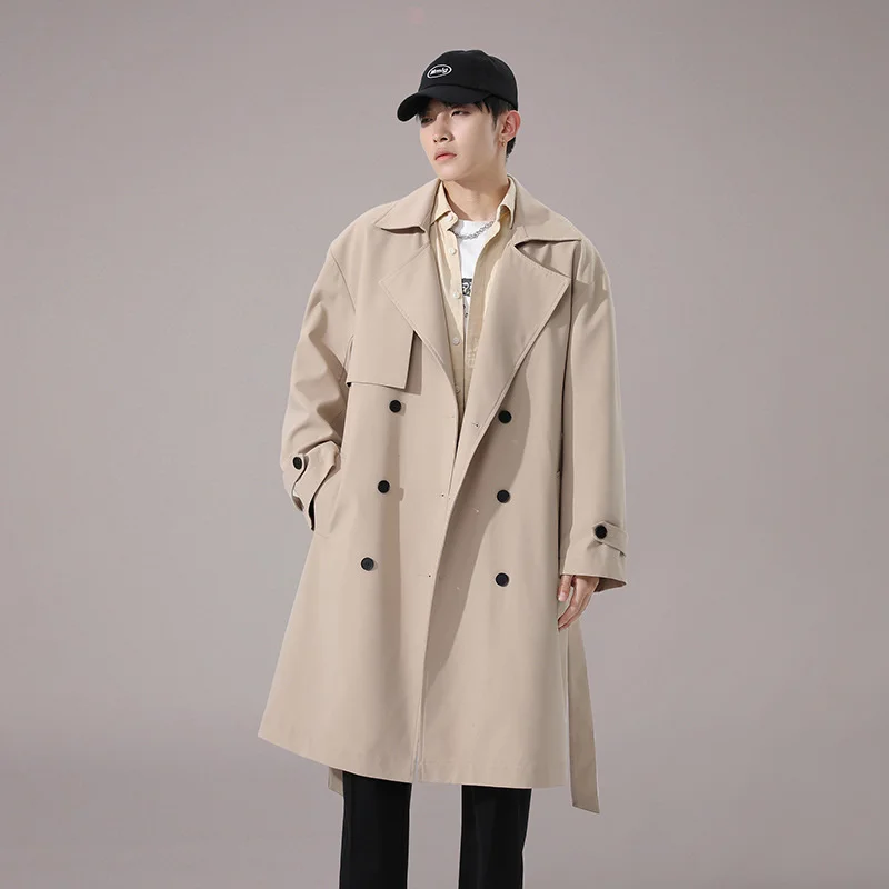 

Business Coat Casual Autumn Winter Mens Leisure Overcoat Double Breasted Streetwear Fashion Long Trench Outerwear