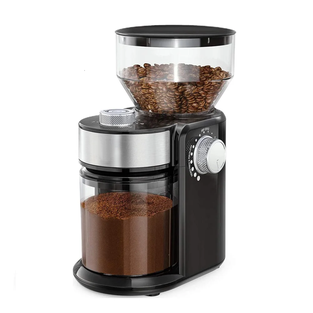 Burr Coffee Grinder, Electric Adjustable Burr Mill with 18 Precise Grind Setting for 2-12 Cup, Black