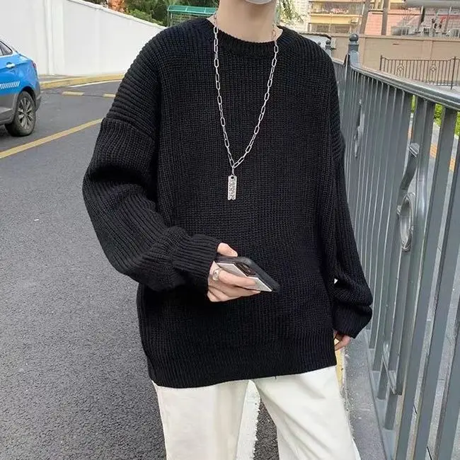 Spring Autumn Winter Fashion Man Casual Men's Loose Tess Cool Boys Pullover Knitted Sweater Soft Stripes Tops Warm Retro Stripes