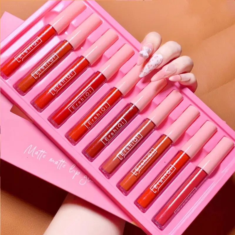 

New Cigarette Lipstick Sets 10 Colors Velvet Matte Long-Lasting Waterproof Lip Stick Sexy Red Shimmer Women Lips Makeup TSLM2