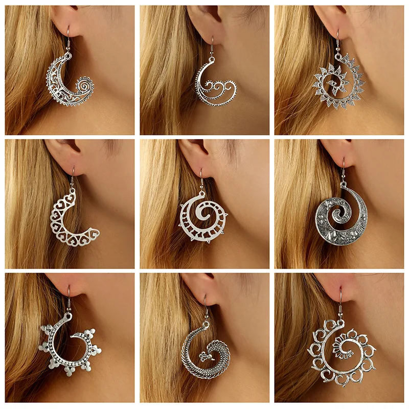 

New 2022 Spiral Series Earhook Vintage Engraved Hollow Earrings
