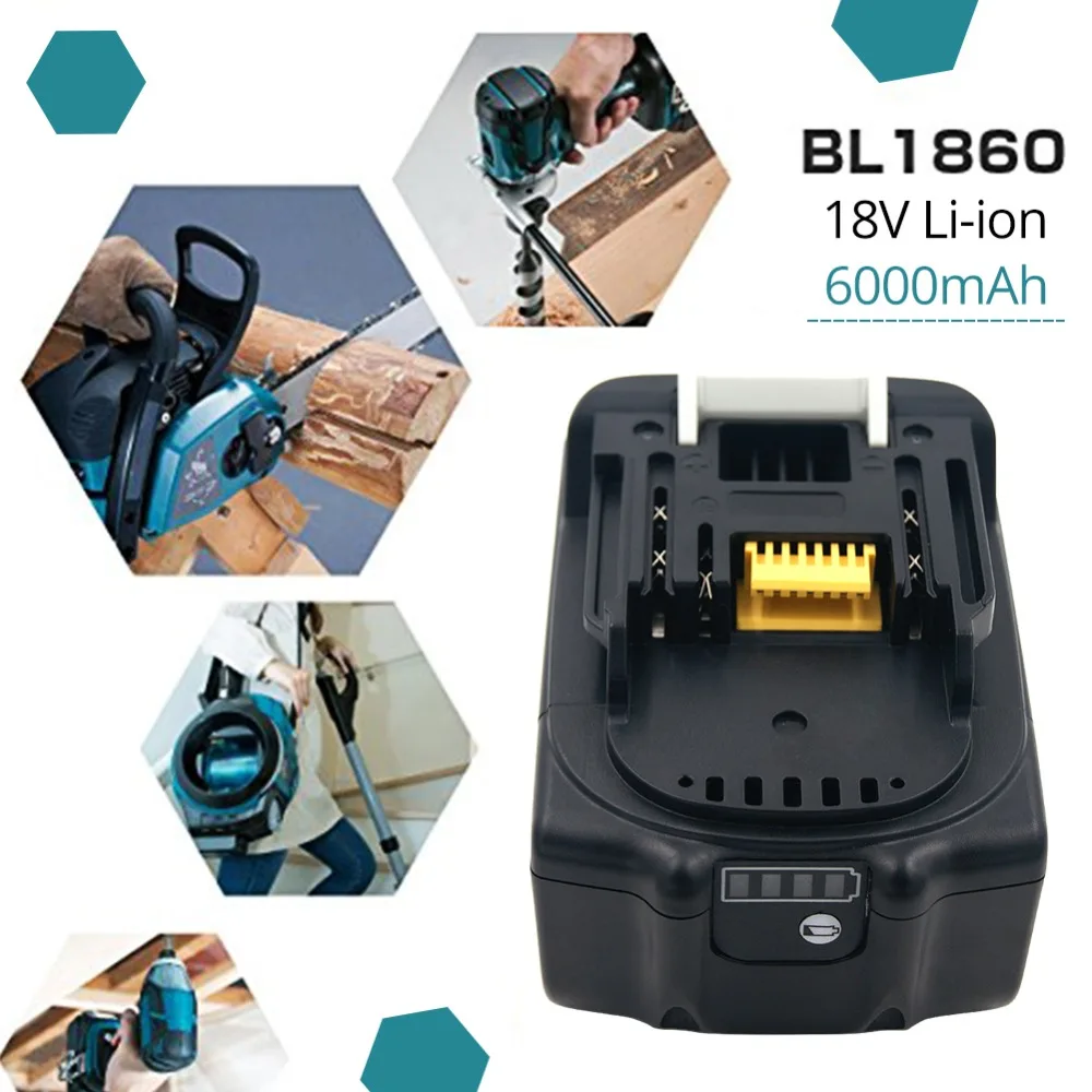 BL1860 Rechargeable Battery 18 V 18000mAh Lithium ion for Makita 18v BL1840 BL1850 BL1830 BL1860B LXT 400+charger | Электроника