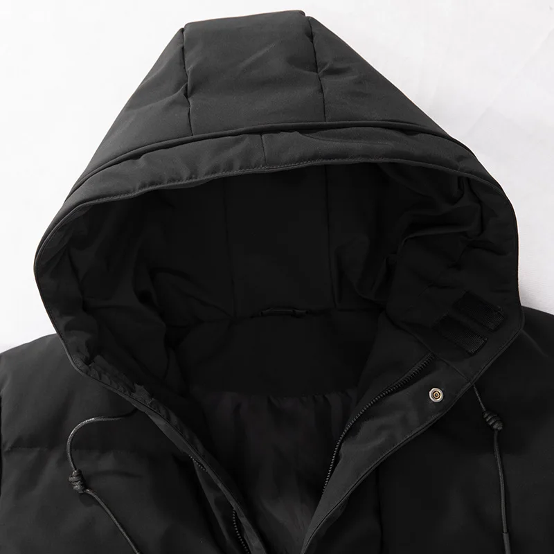 Large-size Mid-length Cotton-padded Men's Hooded Cotton-padded Jacket Winter Thickened Warm Cotton-padded Jacket