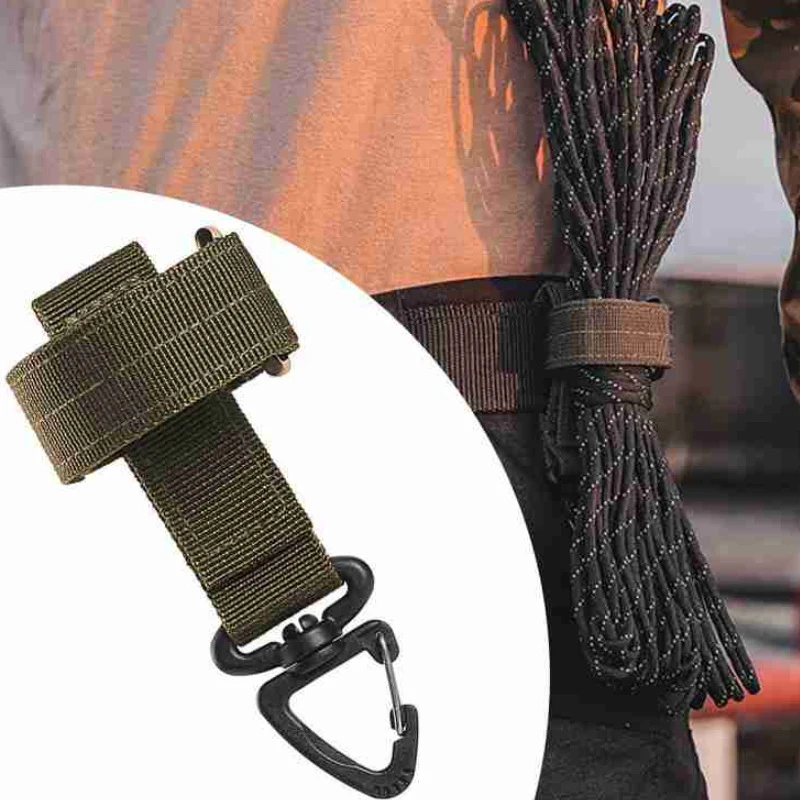 Outdoor Keychain Tactical Gear Clip Keeper Pouch Belt Keychain  Webbing Gloves Rope Holder Military Hook Nylon Webbing Keyring
