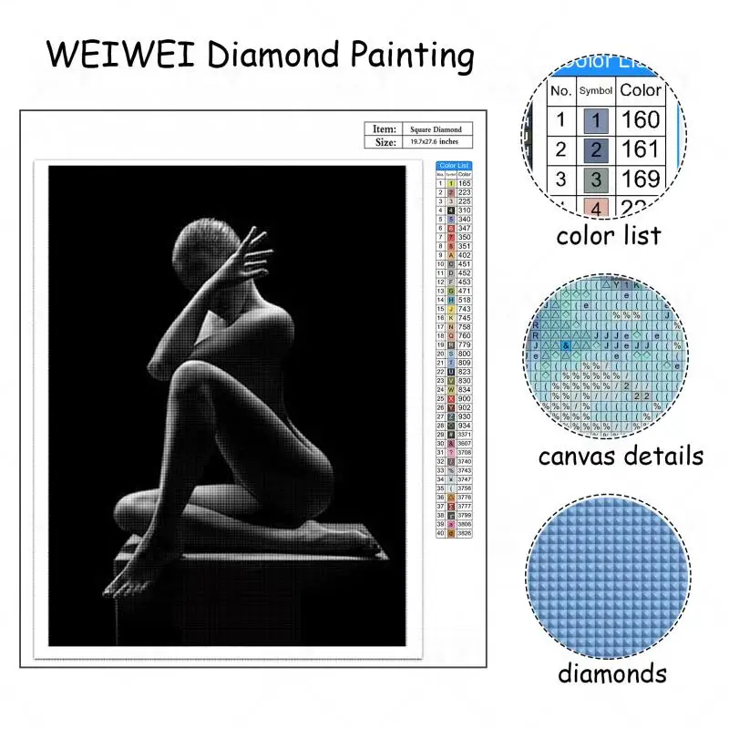 WEIWEI Мозаика Искусство сексуальные обнаженные женщины алмазная живопись мозаика