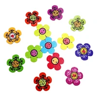 20mm sunflower printing wood button wood environmental protection diy wood printed button 50pcs