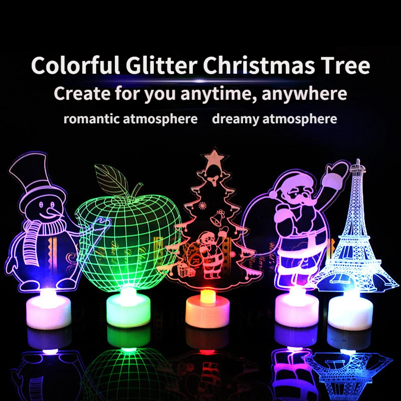 

Romantic Birthday Children's Holiday Gifts LED Night Lights Colorful Flash Acrylic 3D Luminous Toys Christmas Gifts Suit