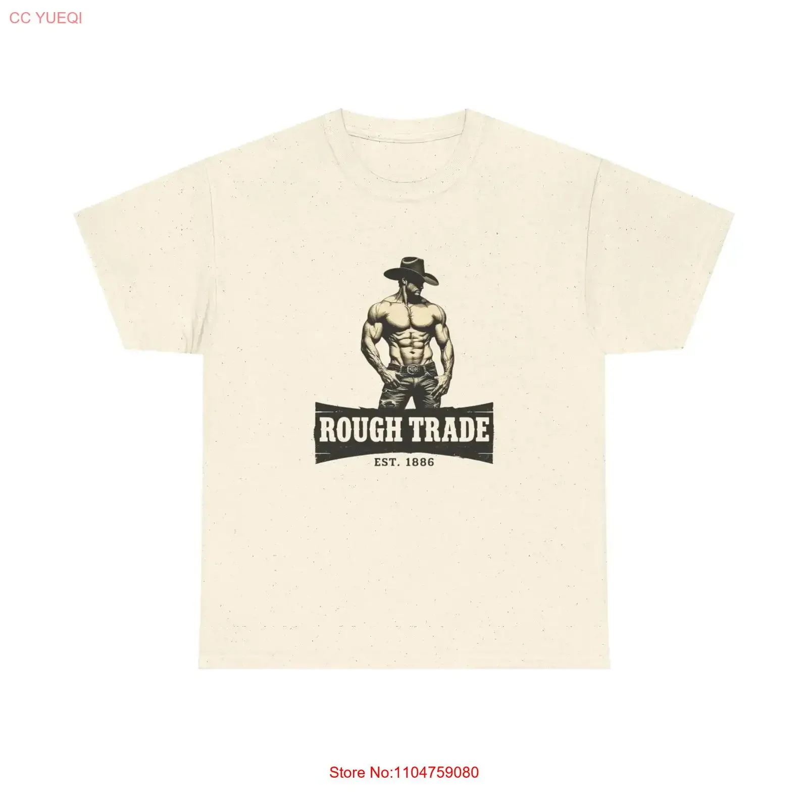 Фото Винтажная футболка Rough Trade в стиле ковбойской моды, с эффектом потертости, стрейч, удобная, для мужчин, в уличном стиле. №1