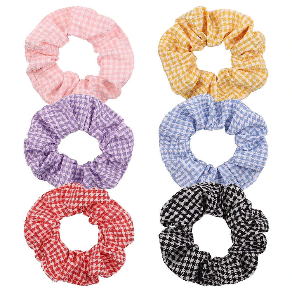 

1Pcs Chiffon Plaid Print Scrunchie Set Elastic Hair Bands Solid Color Fashion Headwear Women Fashion Hair Accessories Gift