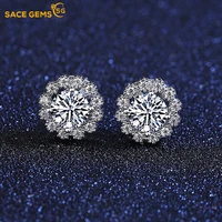 sace gems 925 sterling silver stud earrings for women sparking 1 carat moissanite wedding party bride band fine jewelry gifts