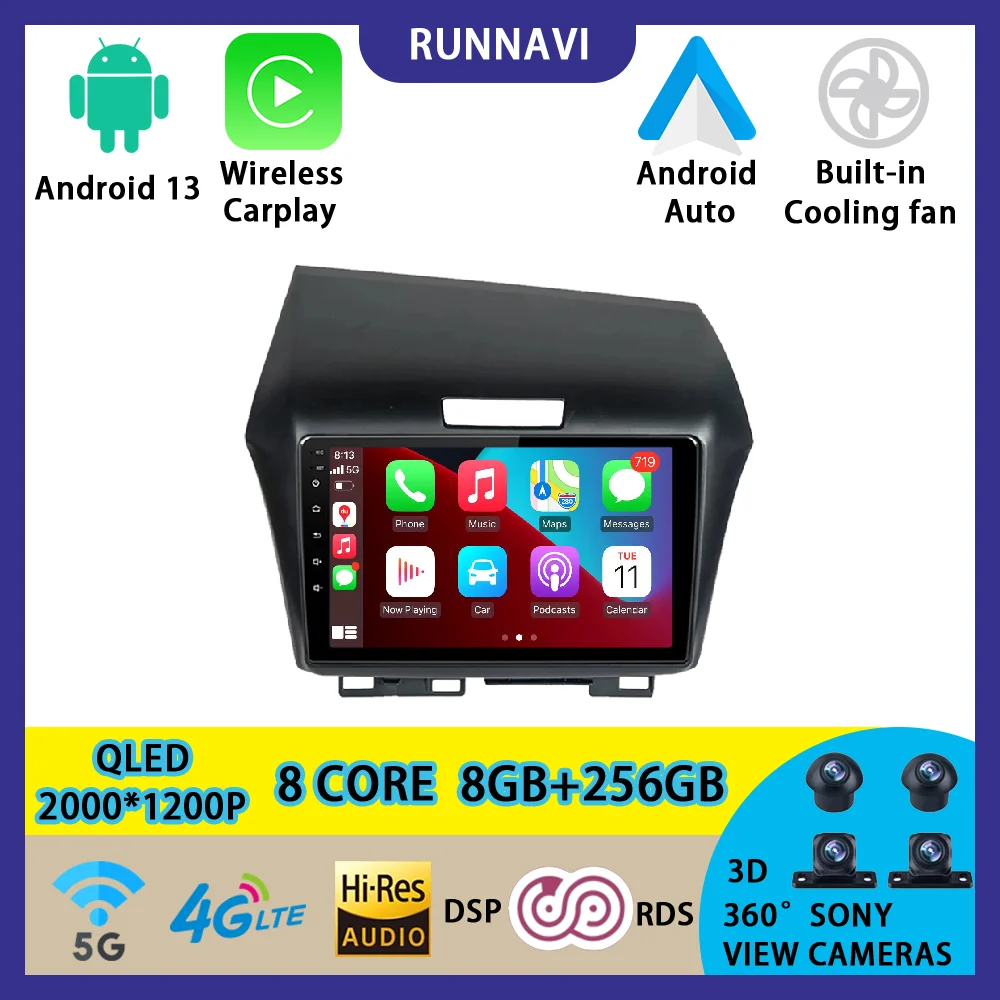 

Android 13 для Honda Jade 2010 - 2017 автомобильное радио, стерео, мультимедийный видеоплеер, навигация GPS, беспроводной Carplay RDS DSP QLED авто