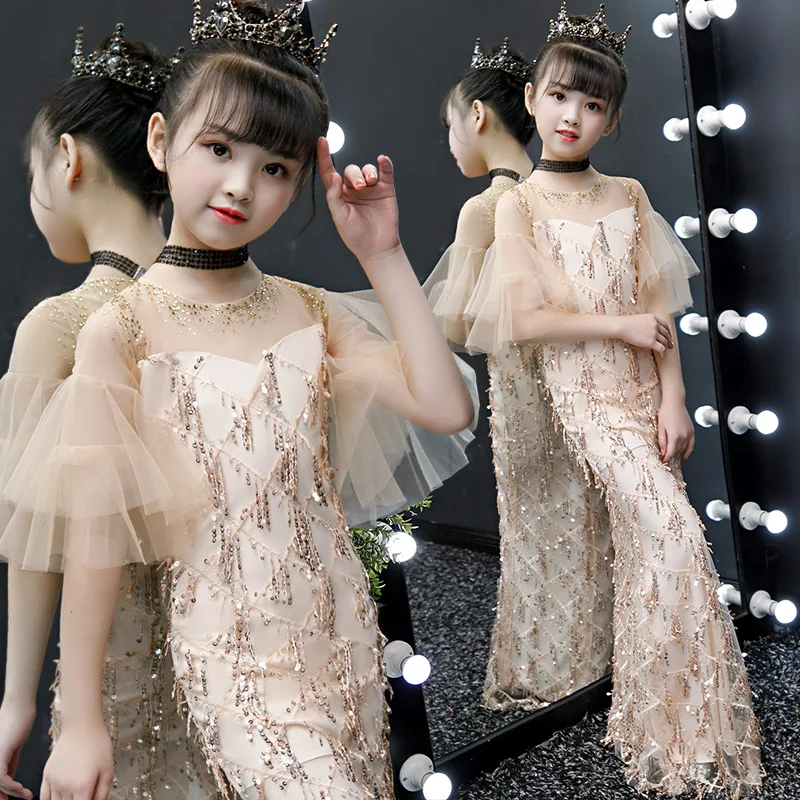 

Luxury Childrens Party Dress Sequined Mermaid Dress Teen 3y-14y Elegant Princess Girl Birthday Dress Angel Fast Delivery