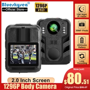 Imported Blueskysea HD 1296P Wearable Body Worn Camera Security Police Camera 2650mAh Mini Comcorder 110° Ni