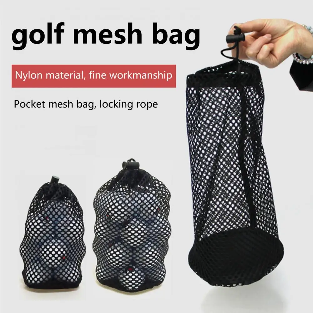 Net Bag Adjustable Drawstring Golf Carrier Bag Foldable Mesh