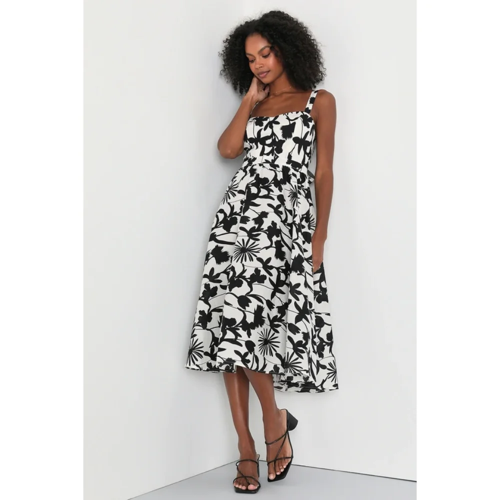 

Printed Dress,Summer Women's Printed Drawstring Backless Printed Dress Suitable for Summer Indoors and Outdoors