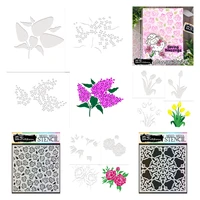2022%c2%a0lilac tulip peony floral layering stencil%c2%a0antique trellis blanket of blooms 6x6 stencil diy crafts decorate embossing molds