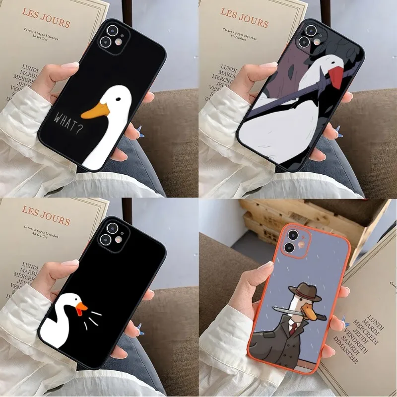 

Cartoon Cute Goose Game Phone Case For IPhone 14 13 Pro Max 12 Mini 11 6S 7 8 Plus XS X XR Matte Frosted Protection Couple Case