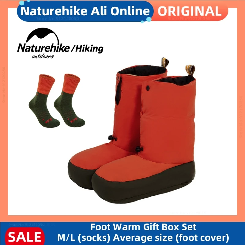 Naturehike Winter Camping Keep Warm Foot Cover Wool Socks Camping Windproof Goose Down Foot Cover Non Slip Shoes Cover Socks Set