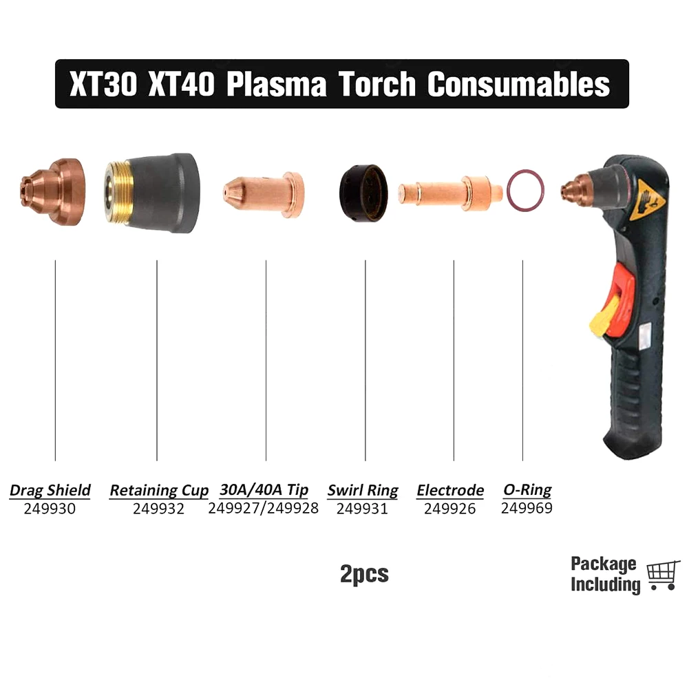 

2pcs Plasma Torch Swirl Ring Kit WS 249931 672943 For Miller XT30 XT30C XT40 Plasma Torch Swirl Rings Set Welding Tool Parts