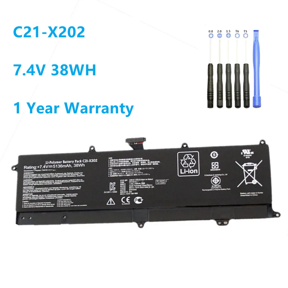 7 4 В 5136 мАч C21-X202 Аккумулятор для ноутбука ASUS VivoBook S200 S200E X201 X201E X202 X202E S200E-CT209H S200E-CT182H