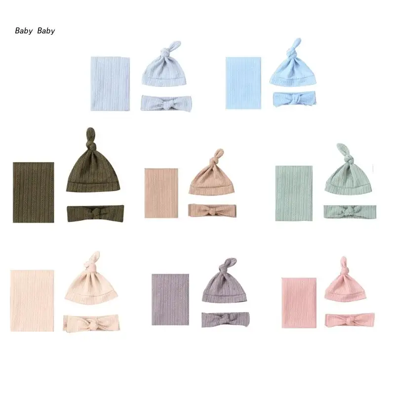 

Q81A Swaddling Blanket for Baby Newborn Hat + Headpiece Photos Blanket for Infant Newborns Wrap Cloth Comfortable