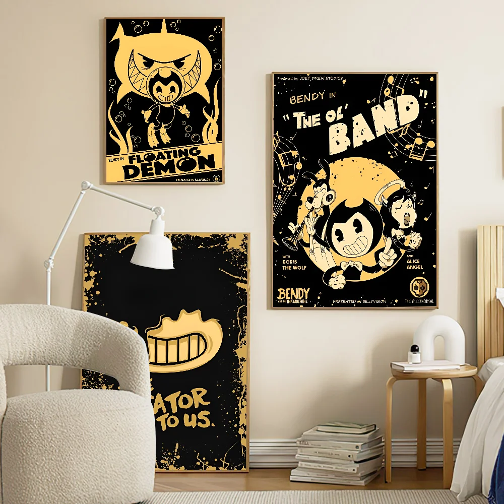 B-Bendy A-And The L-Ink M-Machine самоклеящийся художественный постер белая бумага принты