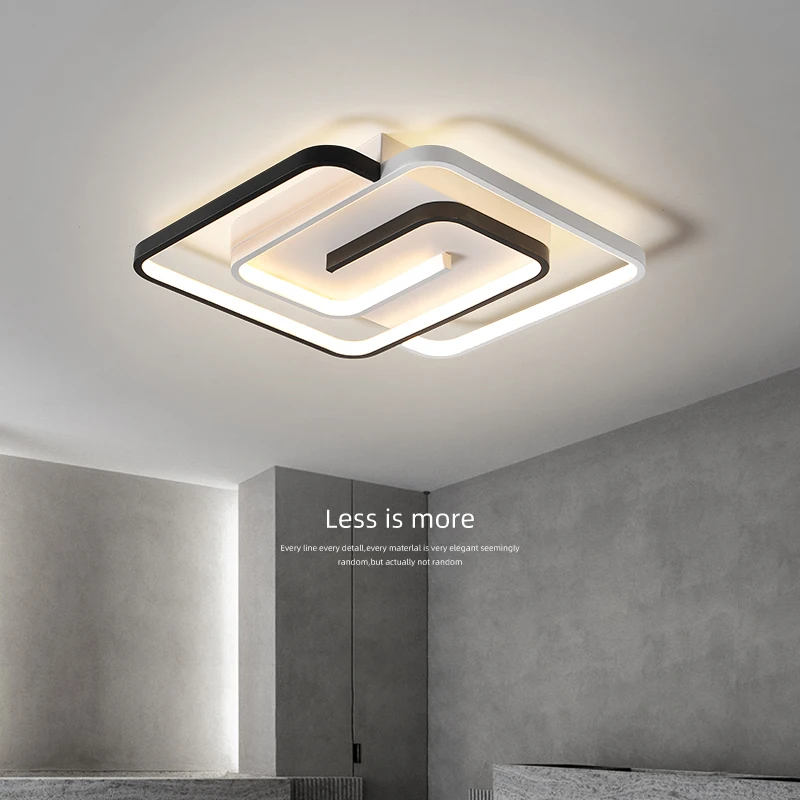 

Modern Led Ceiling Chandeliers Lamp For Room Decor Black White Smart Living Room Bedroom Kitchen Study Square Lighting Fixtures