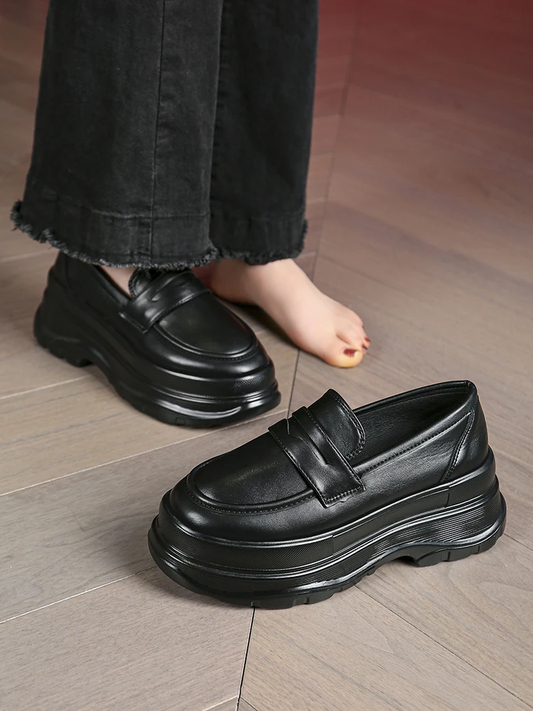 

Shoes Woman Flats Clogs Platform Loafers With Fur Casual Female Sneakers Slip-on British Style Round Toe Dress Creepers New Slip