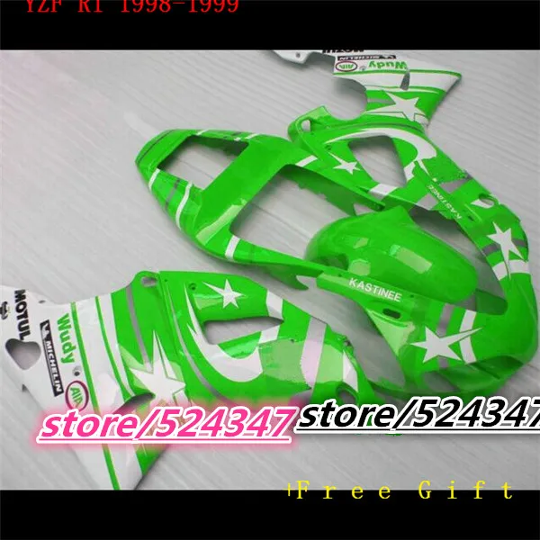 

Бесплатный комплект обтекателей для мотоцикла Hey-Custom для 1998 1999 YZF R1 98 99 YZFR1 YZF1000, фабричные комплекты обтекателей с зелеными звездами для Yamaha