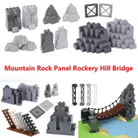 new moc building blocks construction set drawbridge mountain rock panel rockery hill bridge diy bricks accessories creative toys