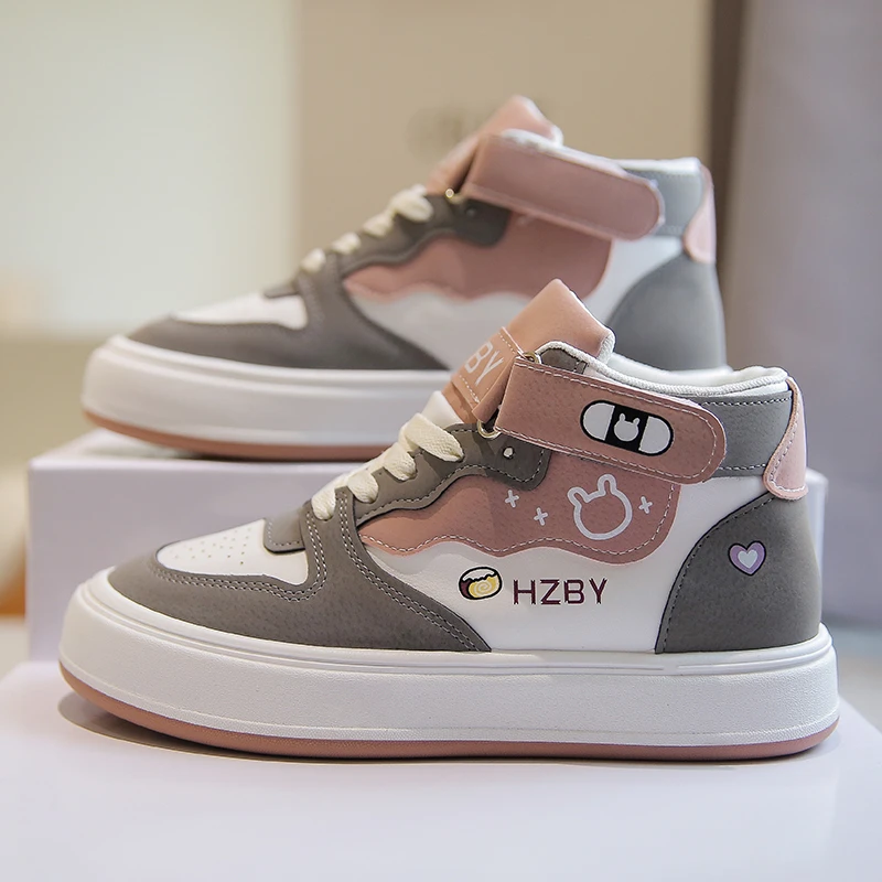 

Autumn Winter 2023 High Top Sneakers Panda Sneakers For Teenage Girls Cute Women's Sports Shoes Kawaii Luxury Trend Ladies Shoes