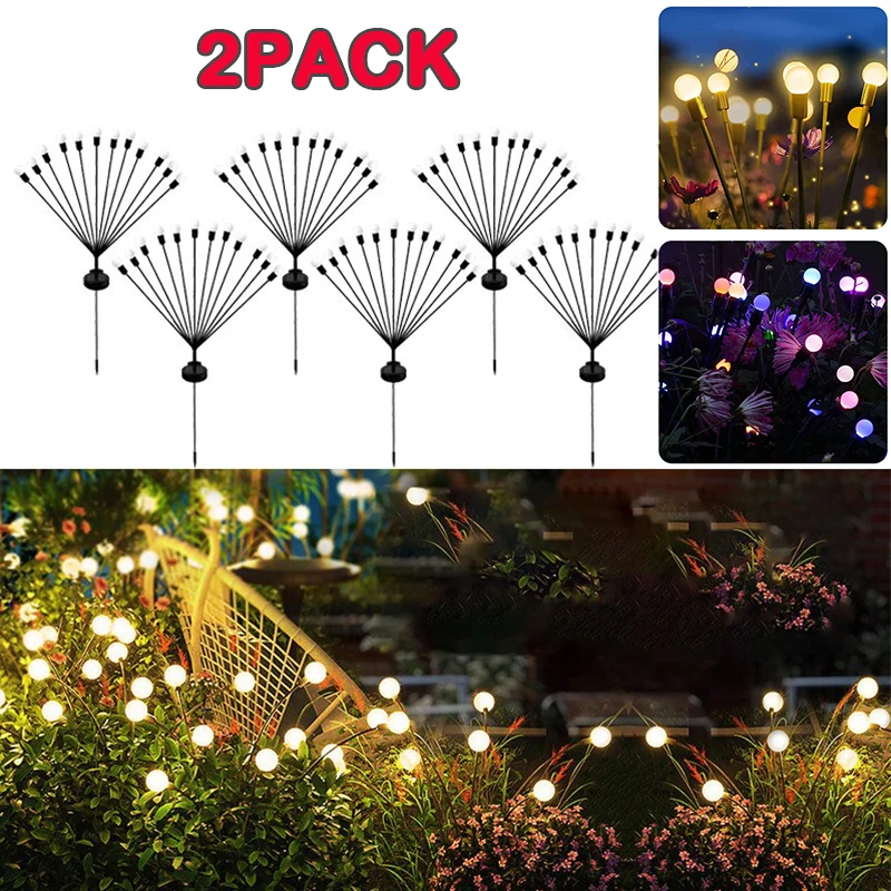 

Floor Lamp Home Light 2/1packs Solar Garden Lawn Fireworks Outdoor Lights Firefly Light Waterproof Led Decoration Garden Firefly