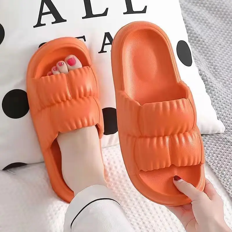 Women Home Shoes Thick Platform Slipper Summer Beach Flip Flops Women EVA Soft Sole Flat Shoes Mute Non-slip Slides Beach Sandal