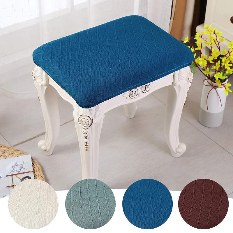 

Dressing Table Stool Cover Solid Color Elastic Dust Cover Rectangular Stool Cover Home Chair Simple Stretch Chair Slipcover