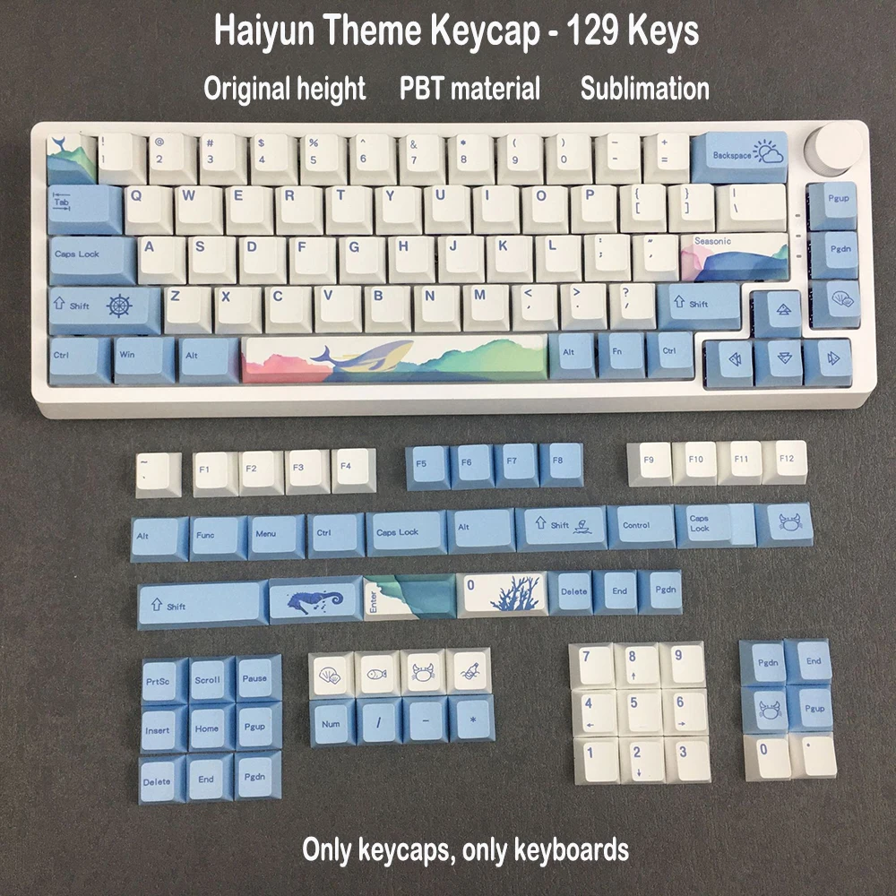 129 клавиш PBT персонализированные колпачки для ключей тема Haiyun DIY колпачки для ключей для игр механические брелоки оригинальная высота сублимационный геймер