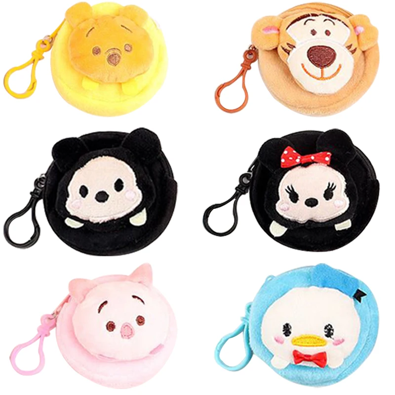 

Kawaii Mickey Mouse Plush Toy Coin Purse Cartoon Cute Minnie Donaldduck Pooh Bear Money Card Key Small Storage Bag Children Gift