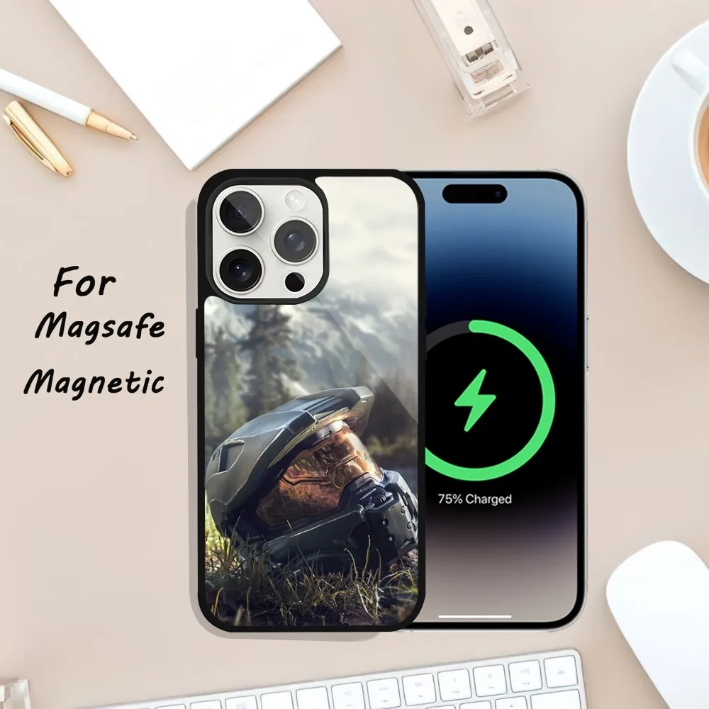 Чехол Для Телефона Game H-Halo I-Infinite iPhone 11/12/13/14/15 Series Pro Max Magsafe Совместимый С