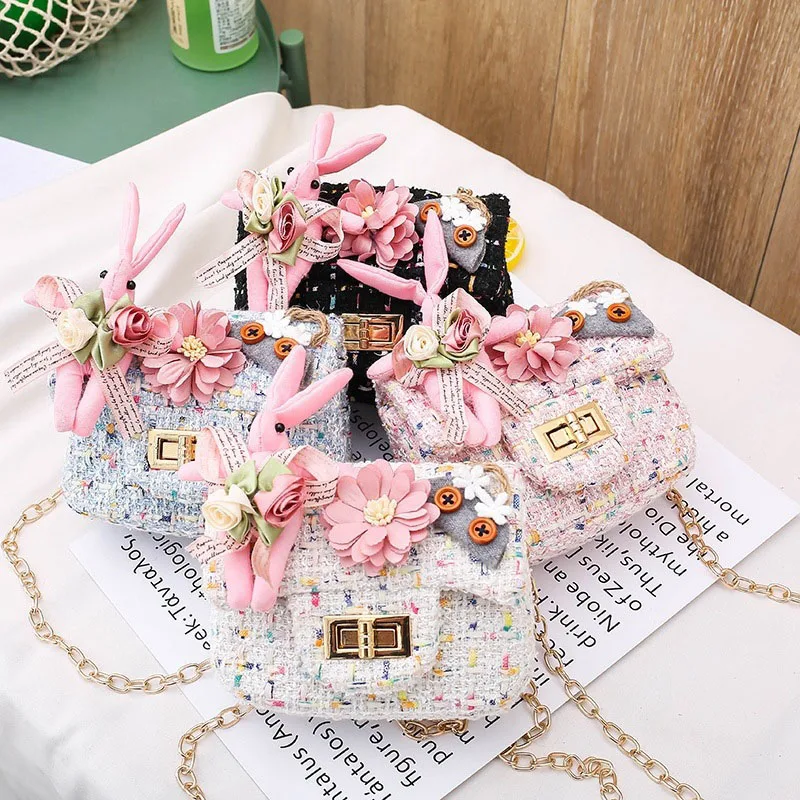 

New Fashion Princess Girls Flower Messenger Bag Children Fabric One-Shoulder Crossbody Bags Kids Coin Purse Wallet Mini Handbags