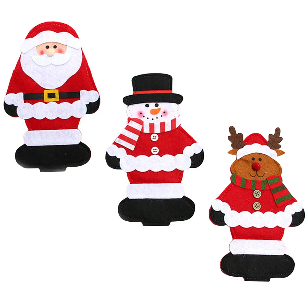

Christmas Cutlery Holder Tablewaresilverwarecoverfork Flatware Holders Holidaypocket Snowman Santa Decor Pockets Dinnerpouch